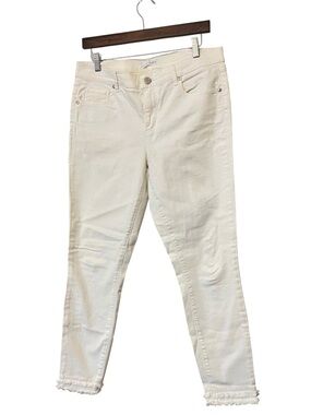 ANN TAYLOR LOFT The Skinny Mid-to-High Rise Crop Ankle Jeans, White, Sz 10
